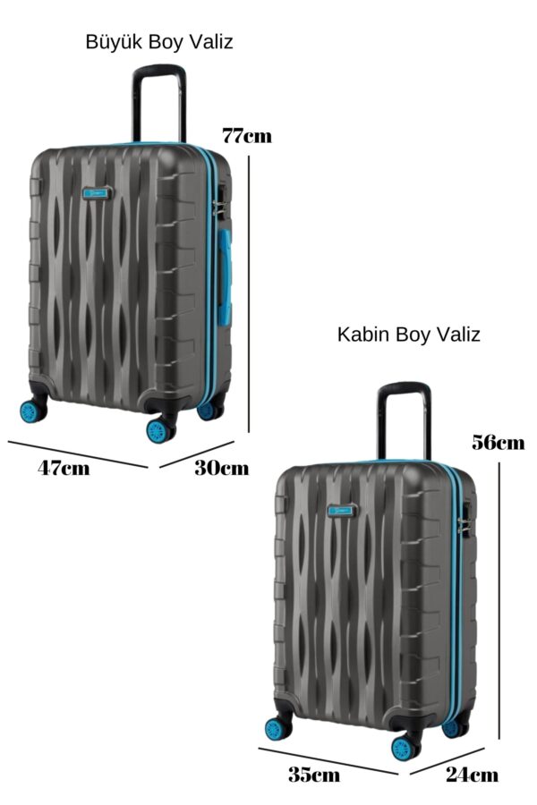 2'li Valiz Seti Büyük Boy - Kabin Boy Antrasit 1167
