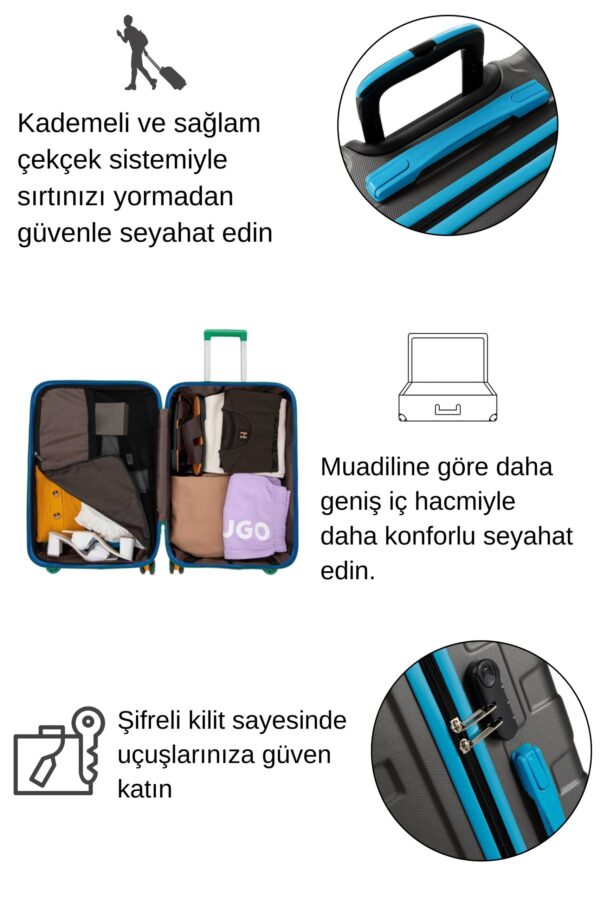 2'li Valiz Seti Büyük Boy - Kabin Boy Antrasit 1167