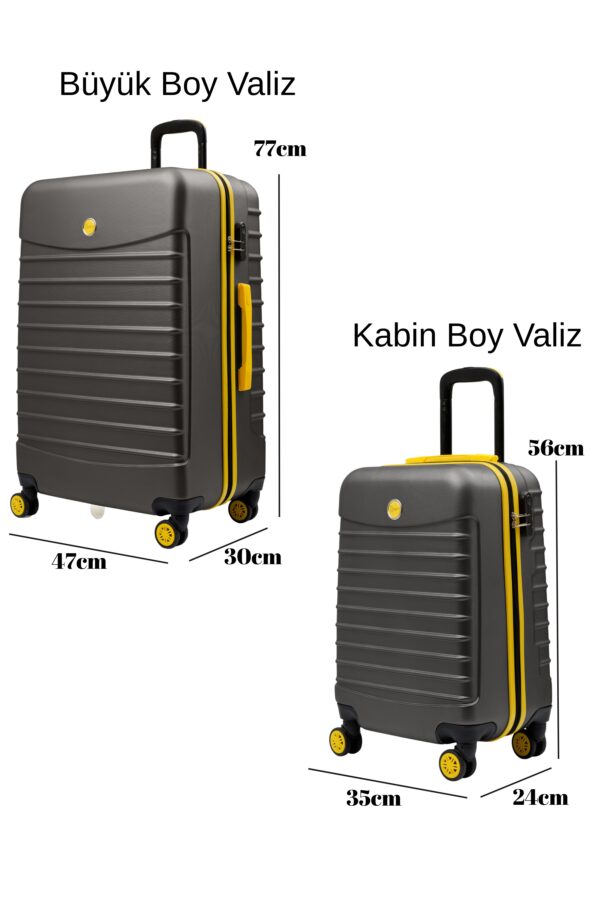 2'li Valiz Seti Büyük Boy - Kabin Boy Antrasit 1168