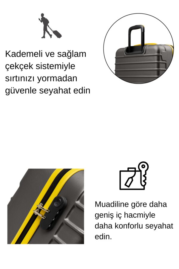 2'li Valiz Seti Büyük Boy - Kabin Boy Antrasit 1168
