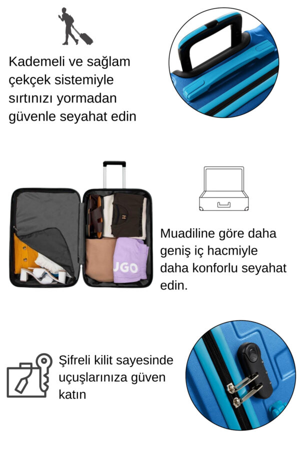 2'li Valiz Seti Büyük Boy - Kabin Boy Mavi 1167