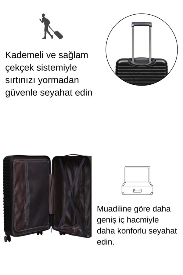 2'li Valiz Seti Polikarbon Büyük Boy – Kabin Boy Valiz Siyah 1811