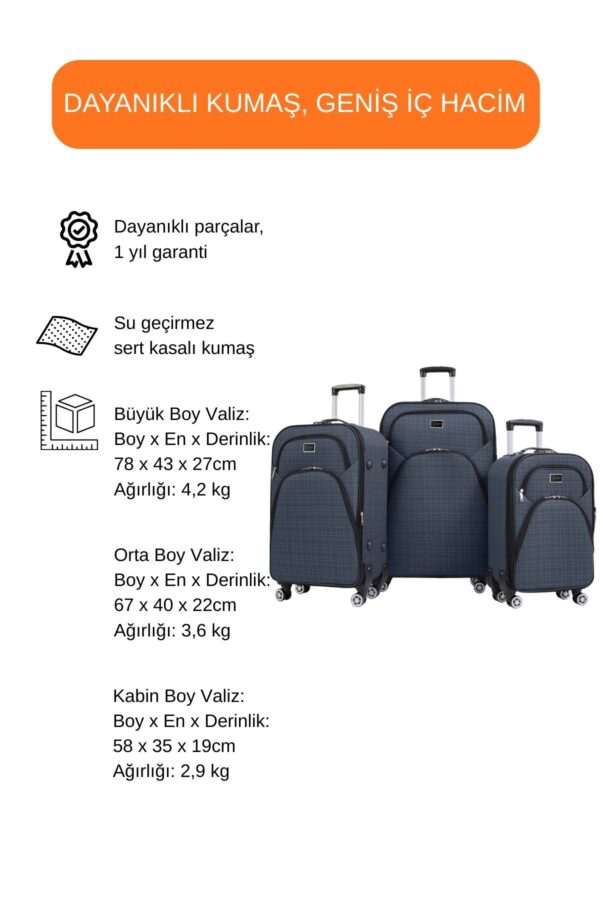 3-lu-valiz-seti-4-teker-kumas-valiz-lacivert-1081-138180 3'lü Valiz Seti 4 Teker Kumaş Valiz Lacivert 1081