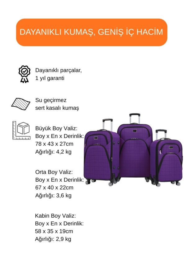 3-lu-valiz-seti-4-teker-kumas-valiz-mor-1081-138275 3'lü Valiz Seti 4 Teker Kumaş Valiz Mor 1081