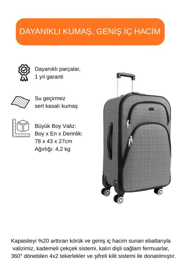buyuk-boy-4-teker-kumas-valiz-gri-1081-137999 Büyük Boy 4 Teker Kumaş Valiz Gri 1081