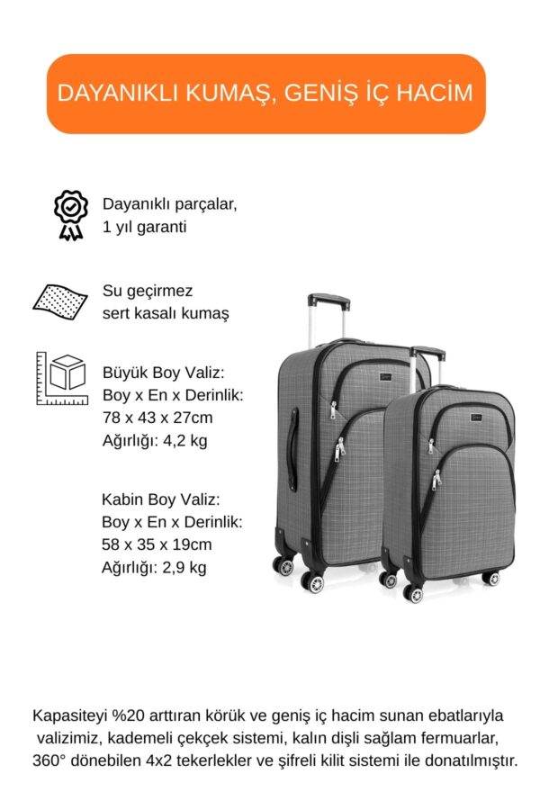 buyuk-ve-kabin-boy-valiz-seti-4-teker-kumas-valiz-gri-1081-137975 Büyük ve Kabin Boy Valiz Seti 4 Teker Kumaş Valiz Gri 1081