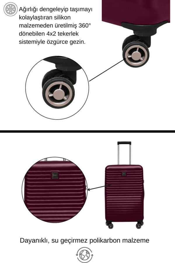 Kabin Boy %100 Polikarbon Valiz Bordo 1811