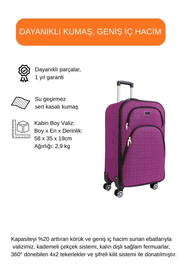 kabin-boy-4-teker-kumas-valiz-pembe-1081-138394 Kabin Boy 4 Teker Kumaş Valiz Pembe 1081