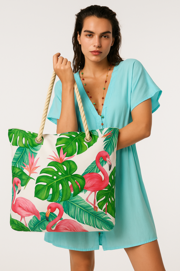 kadin-plaj-cantasi-flamingo-desen-yesil-1102-123973 Kadın Plaj Çantası Flamingo Desen Yeşil 1102