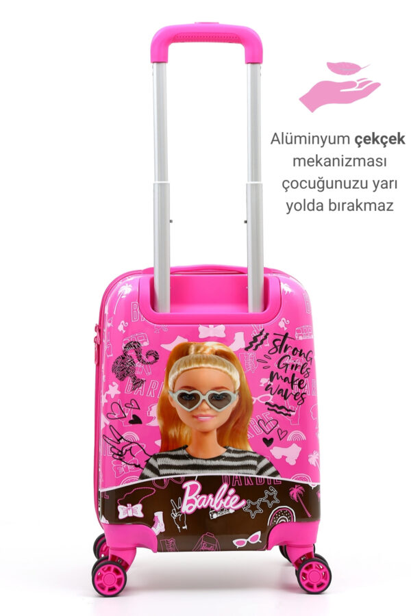 Lisanlı Barbie Policarbon Çocuk Valizi Pembe 2991