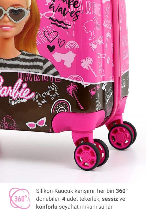 Lisanlı Barbie Policarbon Çocuk Valizi Pembe 2991