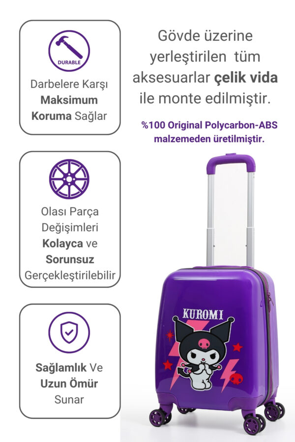 Lisanslı Kuromi Policarbon Çocuk Valizi Mor 2987