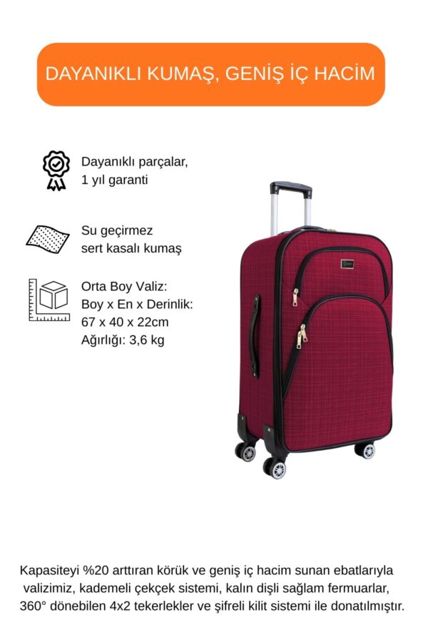 orta-boy-4-teker-kumas-valiz-bordo-1081-137928 Orta Boy 4 Teker Kumaş Valiz Bordo 1081