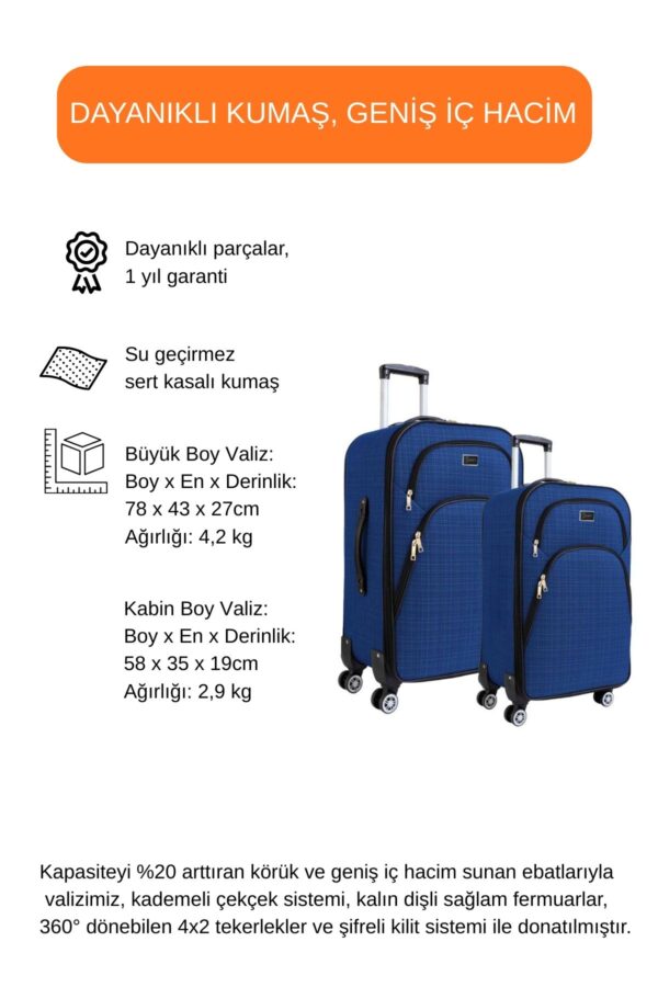 buyuk-ve-kabin-boy-valiz-seti-4-teker-kumas-valiz-saks-mavi-1081-138453 Büyük ve Kabin Boy Valiz Seti 4 Teker Kumaş Valiz Saks Mavi 1081